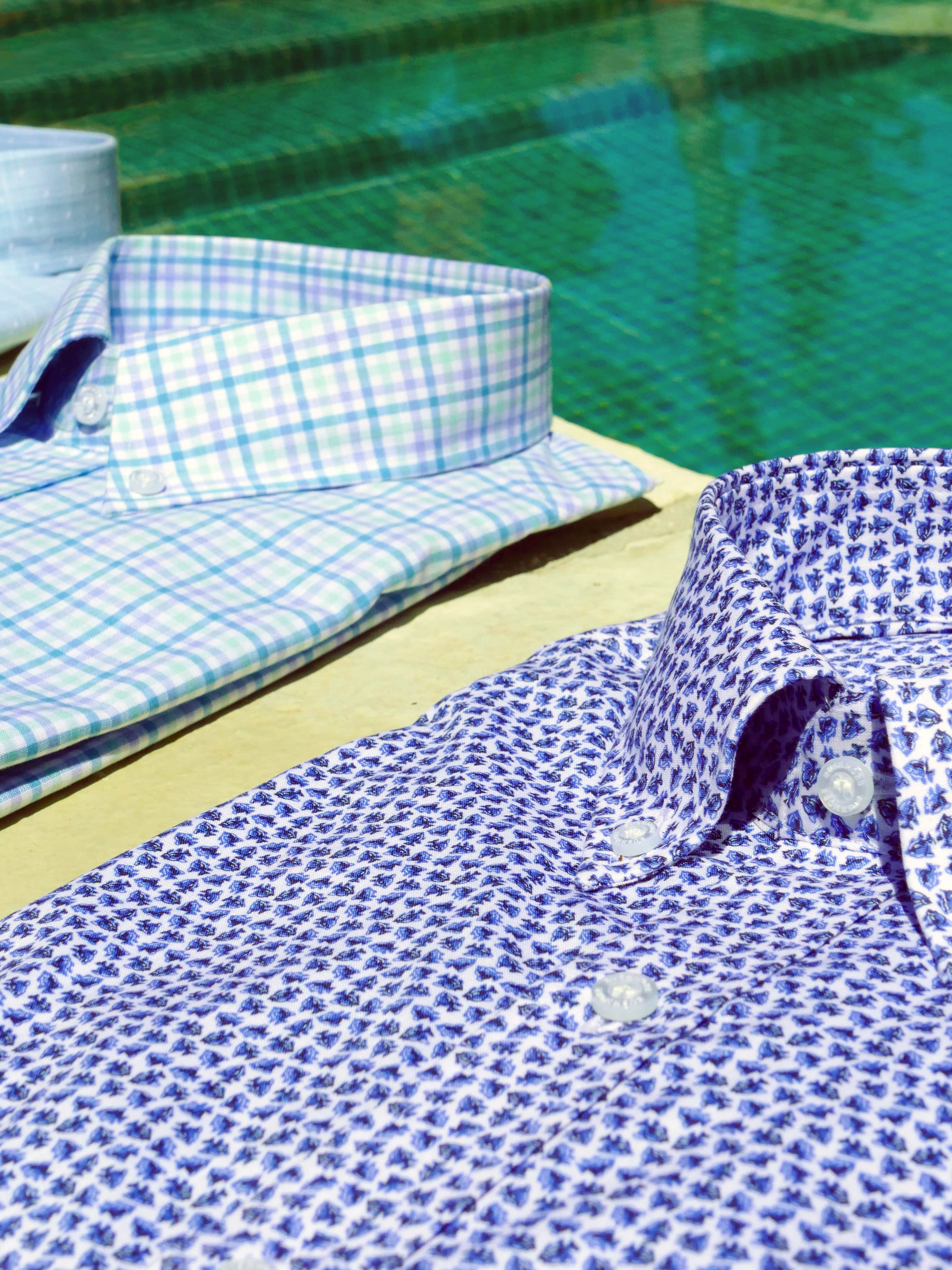 image of shirts by the pool