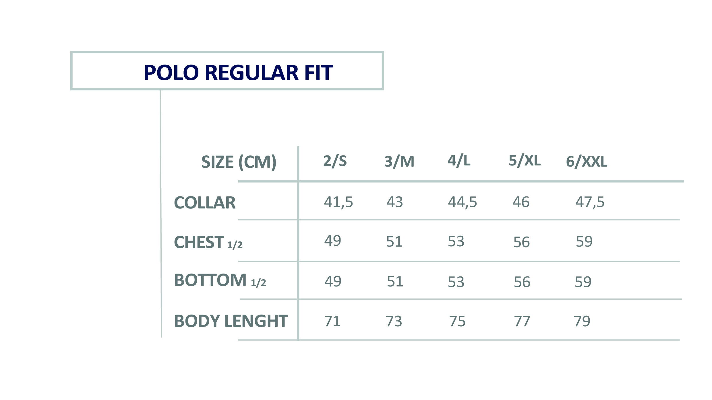 Size Guide for polos